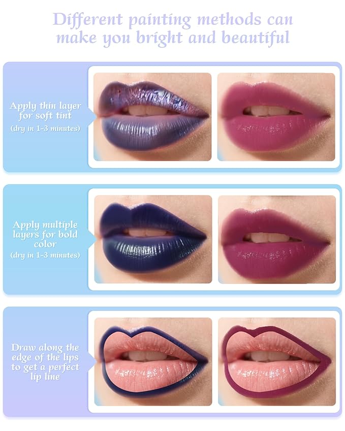 Berinist Lip Stain Masque Lip Liner Stain Long Lasting Waterproof Lip Tint Stain Semi-Permanent Lip Tattoo Transfer Proof Non-Drying Matte Finish Suitable for Women's Daily Lip Makeup