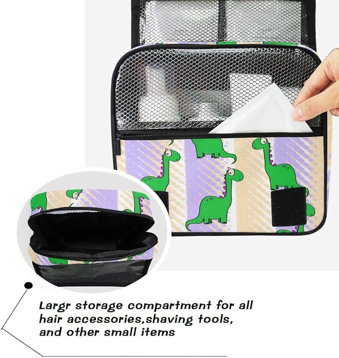 senya Hanging Travel Toiletry Bag Cute Dinosaur Kit Makeup Case Cosmetics Organizer for Men Women…