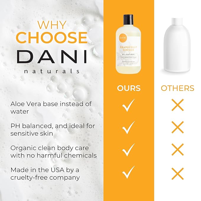 DANI Naturals Grapefruit Ginger Body Wash, Sulfate-Free and Vegan, 12 fl oz