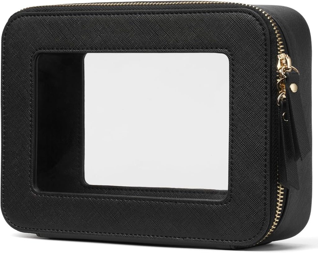 Popvibe Clear Makeup Bag with Zipper, Women Travel Toilrty Bag Black Medium