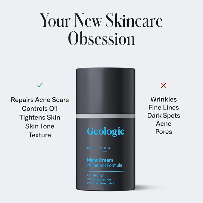 Geologie Retinol Anti-Aging Face Cream for Sensitive Skin | Beginner-Friendly.1% Retinol Formula | Effective Results | Reduces Wrinkles | For Men & Women
