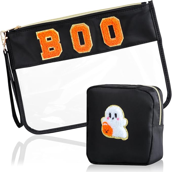 BuyCard 2 Pcs Halloween Gifts Bags with Boo Makeup Chenille Letter Bag