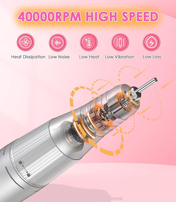 Portable Nail Drill Electric File: Professional Rechargeable E-File Machine