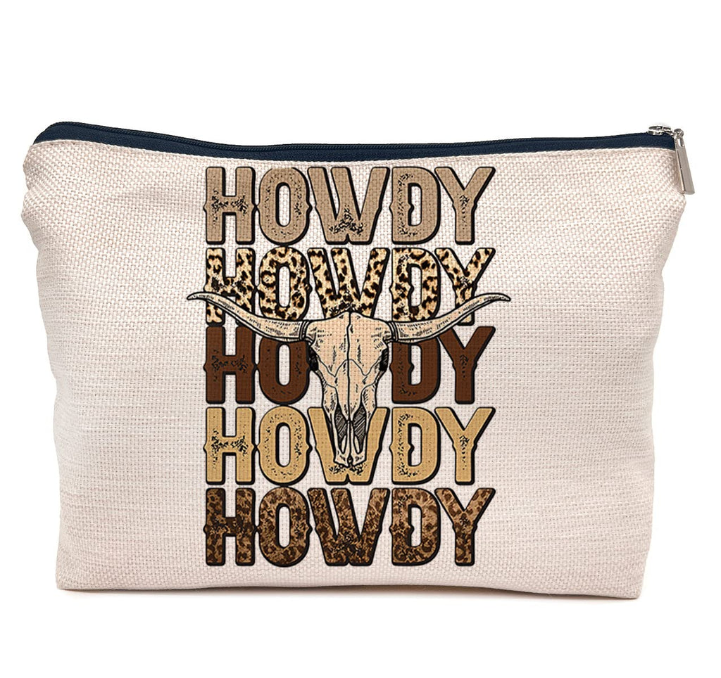 IWXYI Retro Western Leopard Cow Skull Howdy Decor Makeup Bag,Vintage Western Cowboy Howdy Women'S Make up Bag Zipper Pouch Travel Toiletry Gifts For Women Teenage Girls Girl