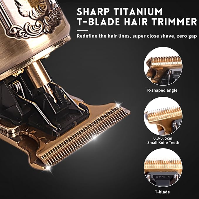 Ufree Beard Trimmer for Men, T-Blade Hair Clipper, Zero Gap Edger with LCD