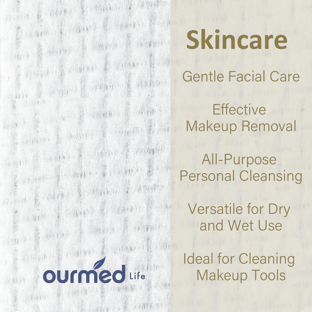 Ourmed Life Disposable Face Towels, 10 x 12 in XL Facial Towels, 50 Count