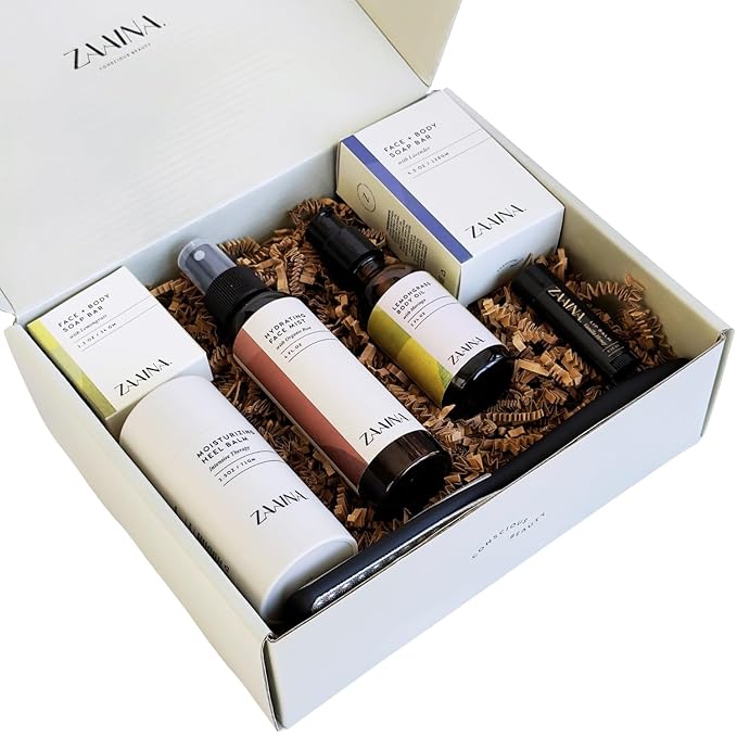 Wellness Spa Box - USA Made Relaxing All Nautral Spa Kit, Spa Gifts for Women, Self Care Kit for Mom Wife Friend, Co-worker, Pampering Home Spa Gift Basket, Birthday Gifts for Women