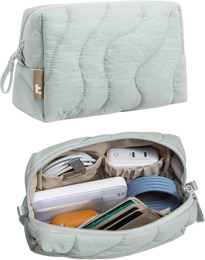 tomtoc Electronics Organizer Travel Case, Soft Puffy Accessory Tech Case