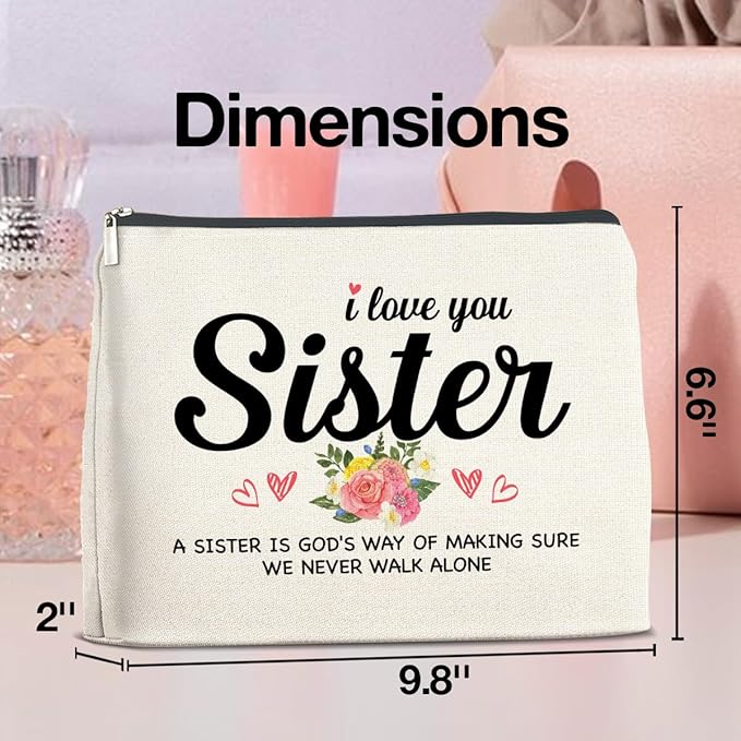 UPNEGE Sister Gifts from Sisters Makeup Bag, Gift for Bestie Best Friend Sister Christmas Birthday, Sisters Cosmetic Bag Zipper Makeup Pouch
