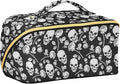 MNSRUU Makeup Organizer Bag, Skull with Rose Print Travel Makeup Bags Makeup Vanity Case Large Capacity Rhombus Cosmetic Toiletry Bag for Girl Women Ladies