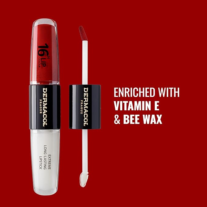 Dermacol 16-Hour Lip Color, Two-Phase Kissproof Lip Stain & Gloss, No.20