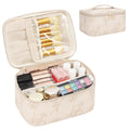 OCHEAL Makeup Bag for Women - Travel Cosmetic Organizer with Brush Slot & Divider, Large Capacity Toiletry Bag for Girls, Travel Makeup Case for everyday Make up Accessories -Beige floral