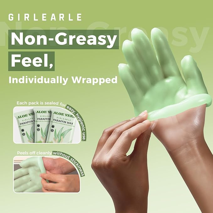 GIRLEARLE Paraffin Wax Refills 10 Packs for Paraffin Wax Bath Machine - for Dry Cracked Skin on Hands, Feet, Elbows - Moisturizing Hydration to Relieve Stiff Muscles & Joints (Aloe vera)
