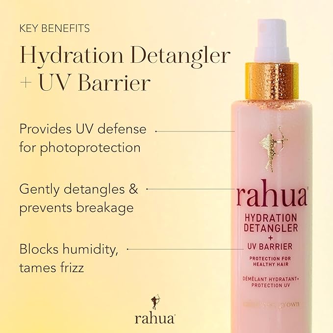 Rahua Hydration Detangler + UV Barrier - Leave-In Spray for All Hair Types - Vegan Heat Protectant and Anti-Frizz Mist with Morete Oil, Sacha Inchi and Mango - Color Safe - 6.5 Fl Oz