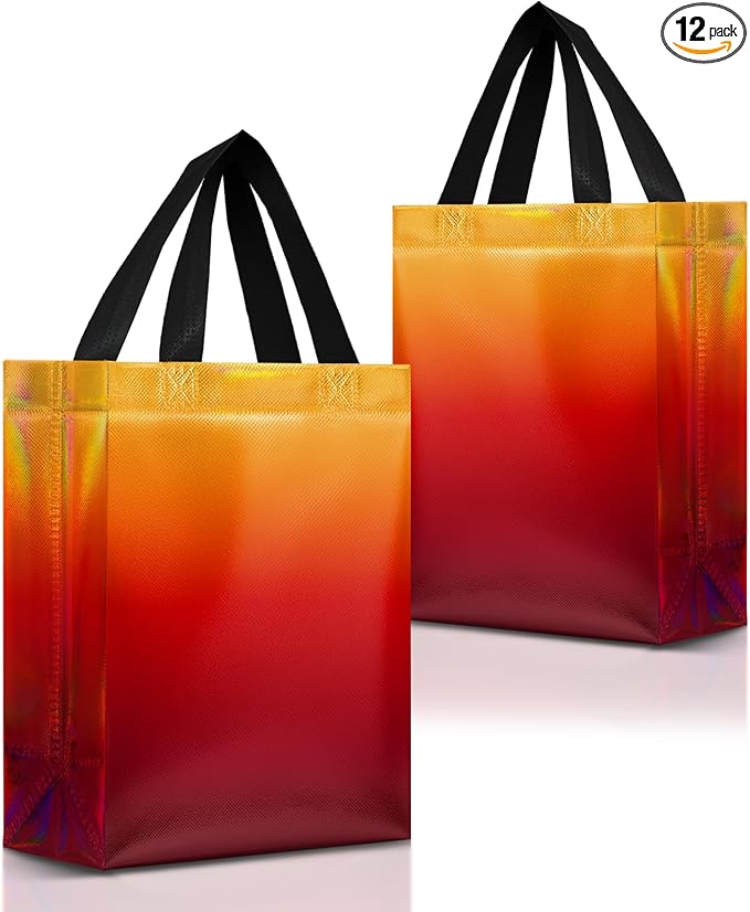 Nush Nush Medium Yellow to Red Rise Gift Bags, 8 x 4 x 10, Set of 12