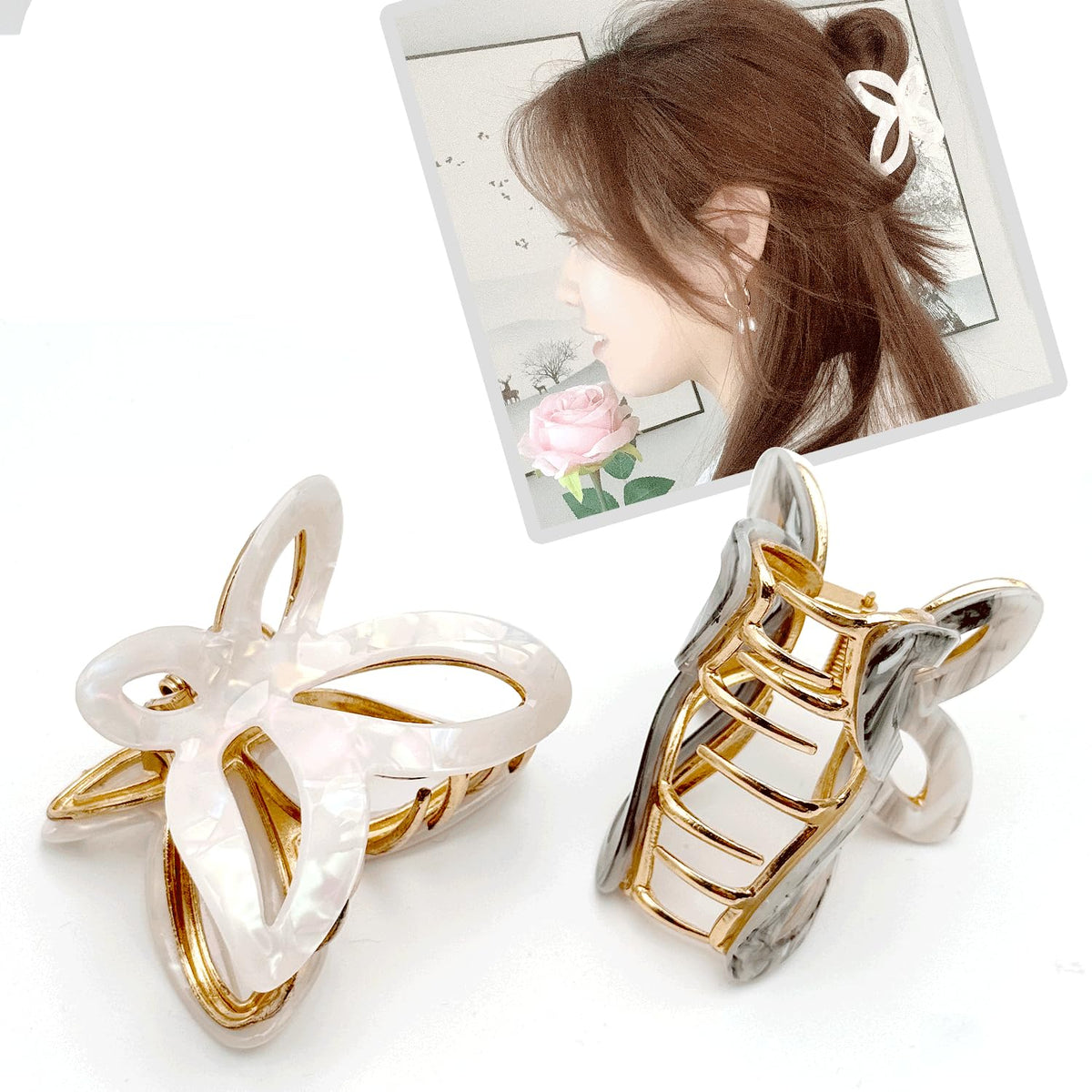 Large Butterfly Hair Claw Clip for Women - Secure Hold Metal Hair Clips for Thick Hair - Elegant Butterfly Design Hair Accessories for Styling (4.33 Inch, Multiple Colors)