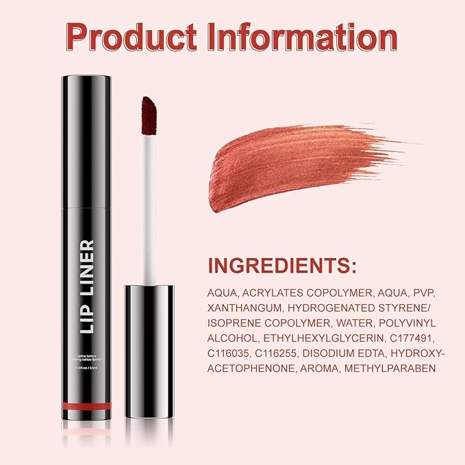 Ihrlpxkc Lip Stain Peel Off - Lip Liner Waterproof, Lip Liner Stain Transfer Proof & Plumping, Moisturizing Non-Stick Cup Matte Finish Stay On All Day, Valentines Day Gifts for Her, Nude Color