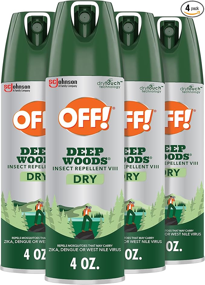 OFF! Deep Woods Insect Repellent Aerosol, Dry, Non-Greasy Formula, Bug Spray with Long Lasting Protection from Mosquitoes and Ticks, 4 Oz, (Pack of 4)
