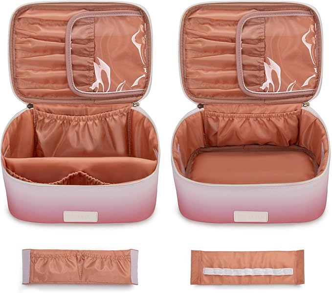 Wrangler Travel Makeup Bag 2pcs Set Cosmetic Bag with Makeup Brush Holder