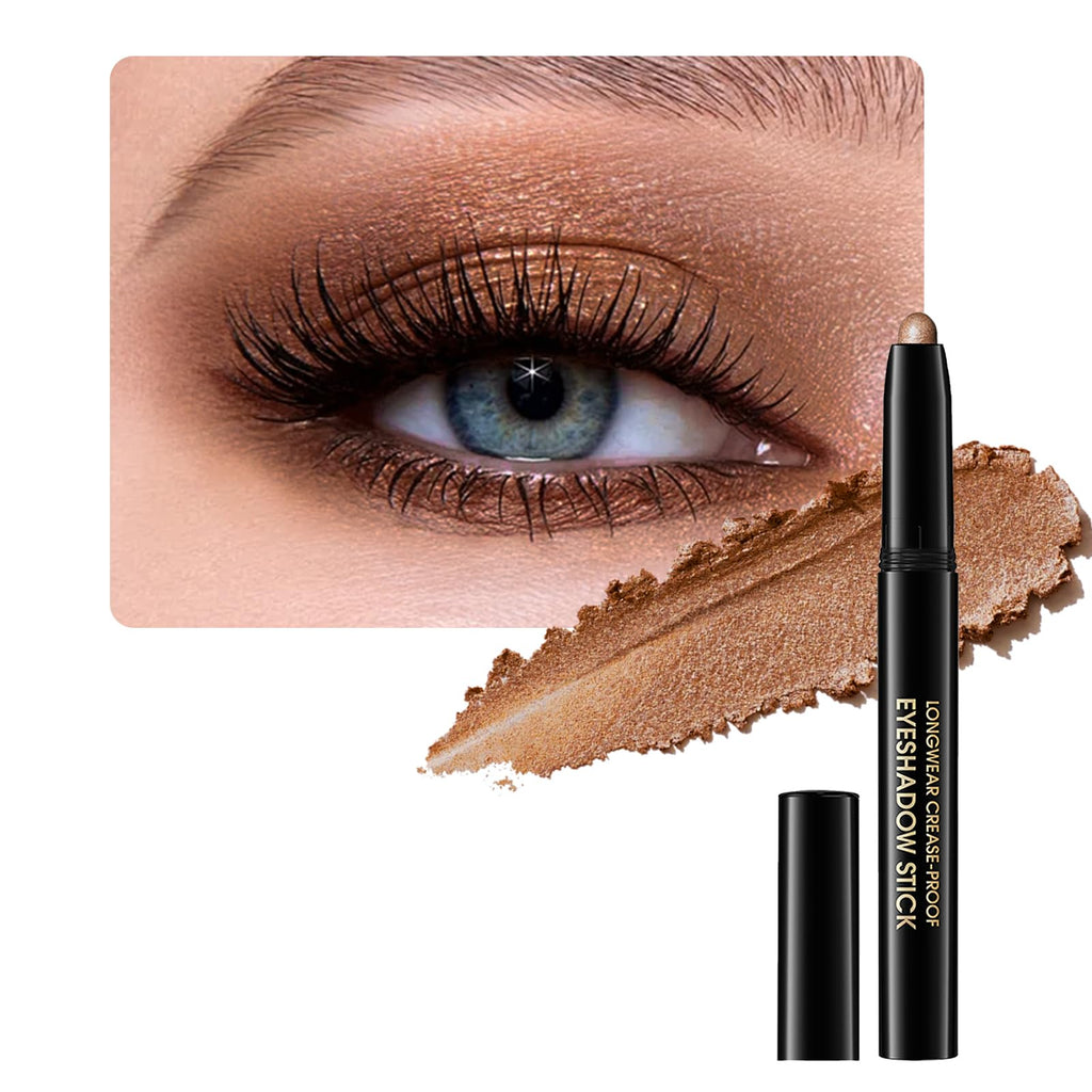 Euphily Matte Cream Eyeshadow Stick, Waterproof Eye Shadow Stick, Long-Lasting and Blendable High Pigmented Single Eyeliner Makeup for Women, 1 Caramel