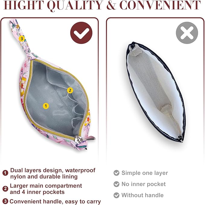 Gloppie Make Up Bags for Women Small Makeup Bag for Purse Cosmetic Bag Pink