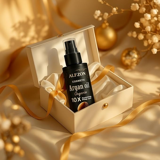 ALFZON Moroccan Argan Oil 100% Pure USDA Organic Cold Pressed Unrefined – Deep Moisturizing Hair & Scalp Treatment for Dry, Damaged, Curly & Frizzy Hair – Face & Skin – 3.38 Fl Oz Glass Bottle