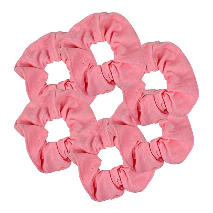 Motique Accessories Large Scrunchies for Women, Pack of 6, Light Pink