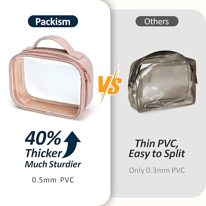 PACKISM TSA Approved Toiletry Bag with Bottles - 3.4 oz Silicone Container