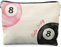 Likjad Retro Pink and Black Lucky 8 Ball Makeup Bag, Funky Preppy Cosmetic Bags for Women, Preppy Stuff Makeup Pouch, Feeling Lucky Zipper Pouch
