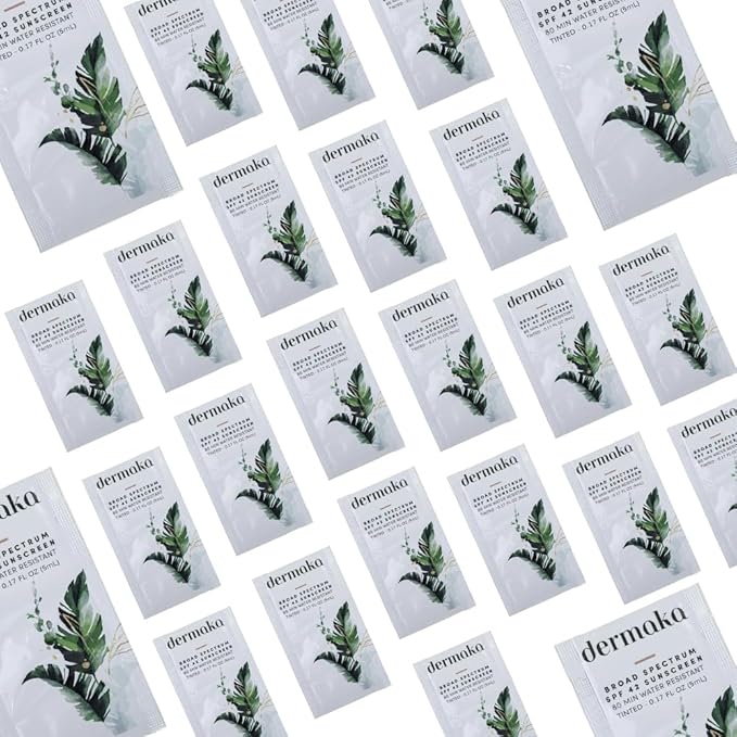 Dermaka Travel Size Mineral Sunscreen SPF 42, 25 Packets, Face & Body