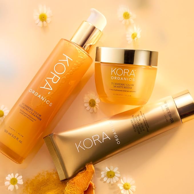 KORA Organics Turmeric Glow Foaming Facial Cleanser, Gentle Non-Drying Turmeric Face Wash with Aloe Vera & Noni Fruit Extract for Radiant Looking Skin, Cruelty Free Gel Cleanser, 5.0 fl oz, 150 ml