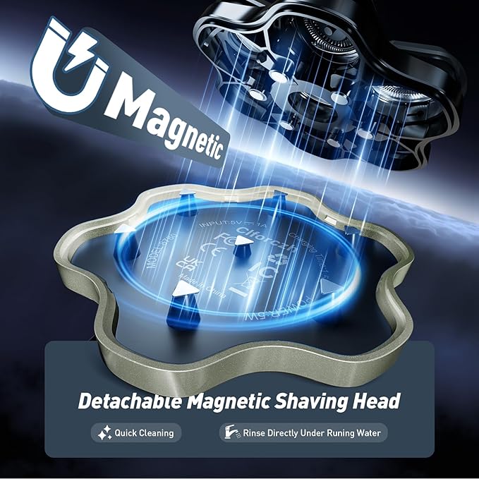 Head Shavers for Bald Men: Update Electric Rotary Shavers with LED Display, IPX6 Rechargeable Head Shaving with Fast Charging, Gray