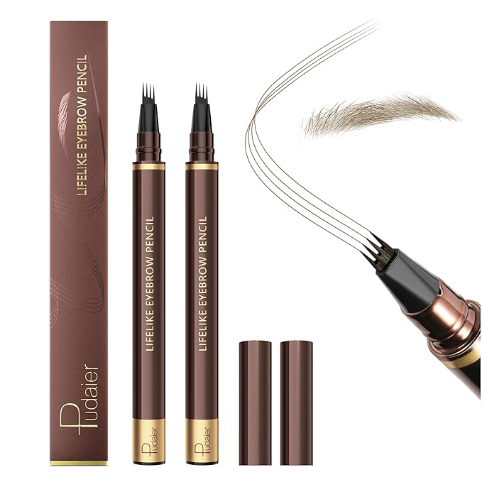 Espoce 2 Pack Eyebrow Pen, Waterproof Microblading Eyebrow Pencil, 4 Tip Precise Eye Brow Makeup Pen for Women to Effortlessly Create Hair Like Natural Brows, Non Dry Out and Last All Day (Blonde)
