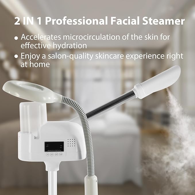 WINEDYOUNG Professional Facial Steamer 2 in 1 Steamer for Face White