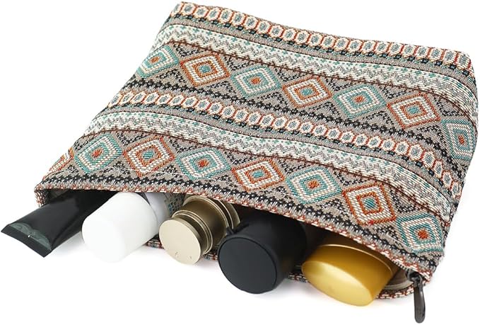 BBORGDC Stylish Jacquard Makeup Bag - Large Capacity Cosmetic Pouch & Travel Toiletry Organizer with Zipper, Perfect for Daily Use & Gifts