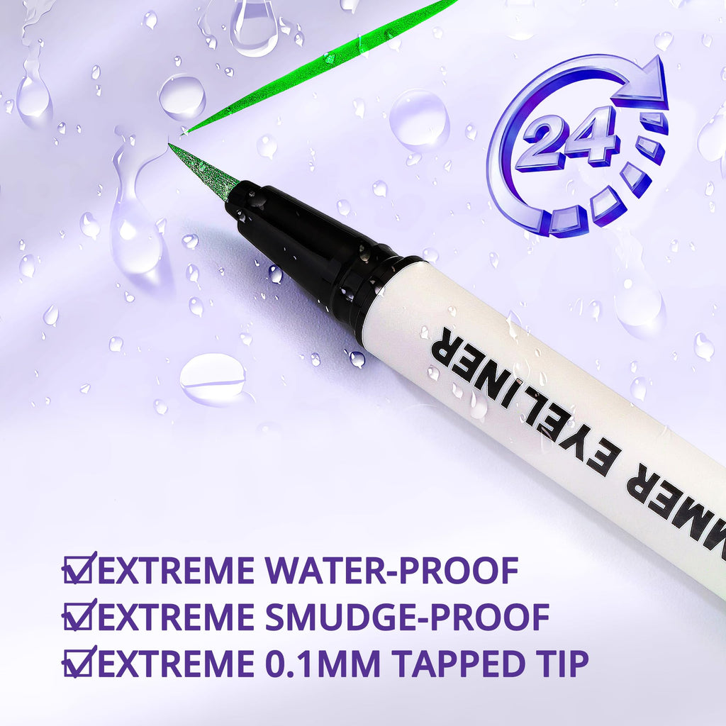 Wismee Metallic Neon Liquid Eyeliner, Glitter Neon Colored Eyeliners Pen, High Pigmented, Waterproof Smudge-Proof and Long-Lasting Metallic Eye Makeup for Halloween Christmas,Shimmer Red