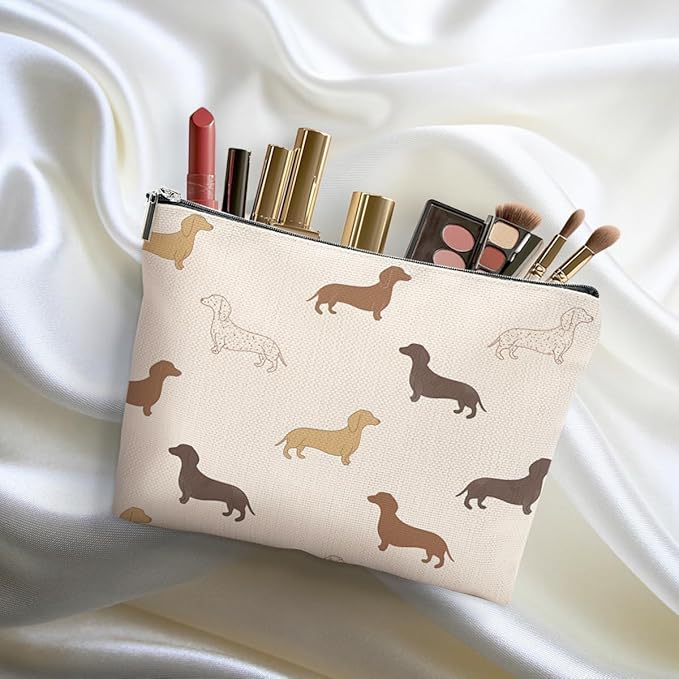 DHKG Dachshund Gifts Makeup Bag Weiner Dog Gifts for Women Girls Dog Lovers