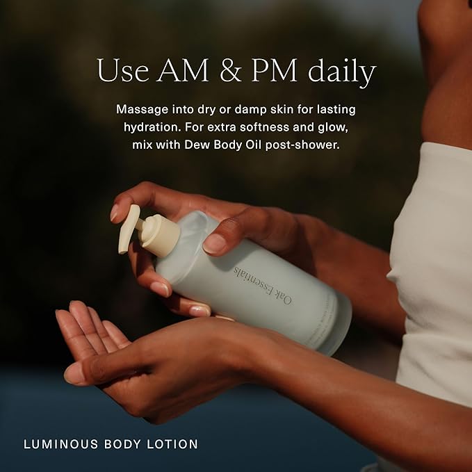 Oak Essentials Luminous Body Lotion, Lightweight Moisturizer, 10.1 fl oz