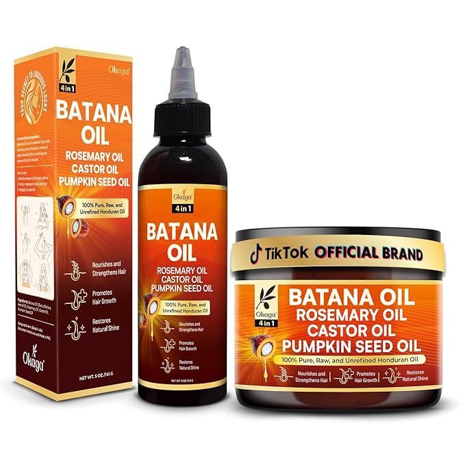 Batana Oil and Cream for Hair Growth Bundle, Rosemary & Castor, All Hair