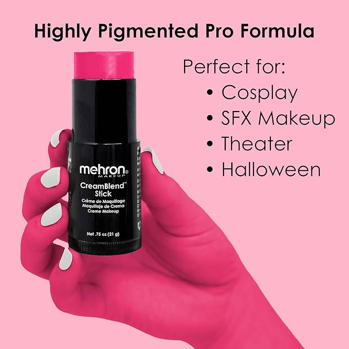 Mehron Makeup CreamBlend Stick | Face Paint, Body Paint, & Foundation Cream Makeup | Perfect for Halloween.75 oz (21 g) (Pink)