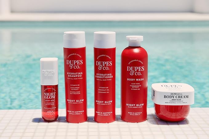 Dupes & Co. Night Glow Hydrating Body Cream 8.1 fl oz Rich & Nourishing Formula Infused with Macadamia Oil, Cocoa Butter & Shea Butter – Deep Hydration & Softening – Black Amber, Plum & Jasmine Bloom