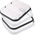 Hoolerry 4 Pcs Hard Clear Zipper Case Makeup Bags Plastic Zipper Pouch Transparent Storage Box Containers for Cosmetics, Snacks, Building Blocks, Puzzles(Clear,9.8 x 7.9 x 2 in,Black and White)