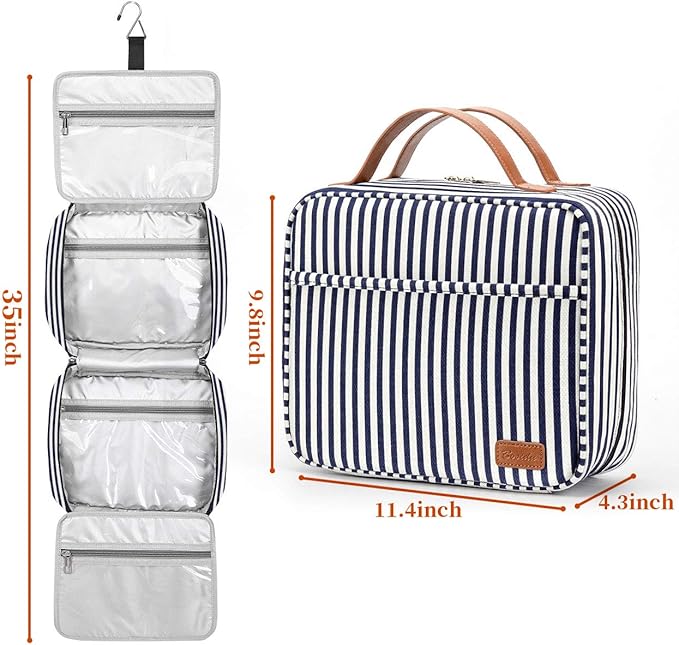 Bosidu Hanging Travel Toiletry Bag, Large Capacity Cosmetic Travel Toiletry Organizer for Women with 4 Compartments & 1 Sturdy Hook, Perfect for Daily Use/Valentines' Day
