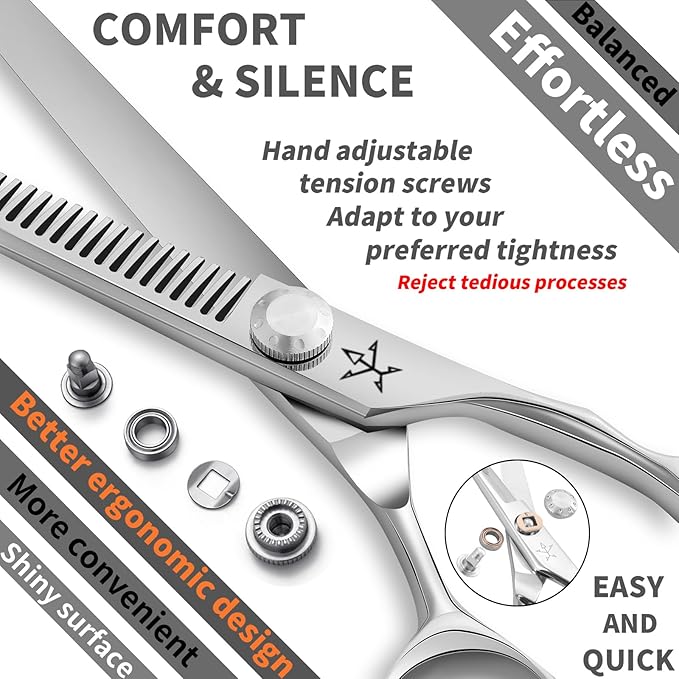 Fengliren High-end Professional Hair Scissors Thinning Shears Barber Hair Cutting Teeth Shears Hairdressing Texturizing Scissor 6 Inch Stainless Steel Alloy For Women Men Kids Salon Hairdresser & Home