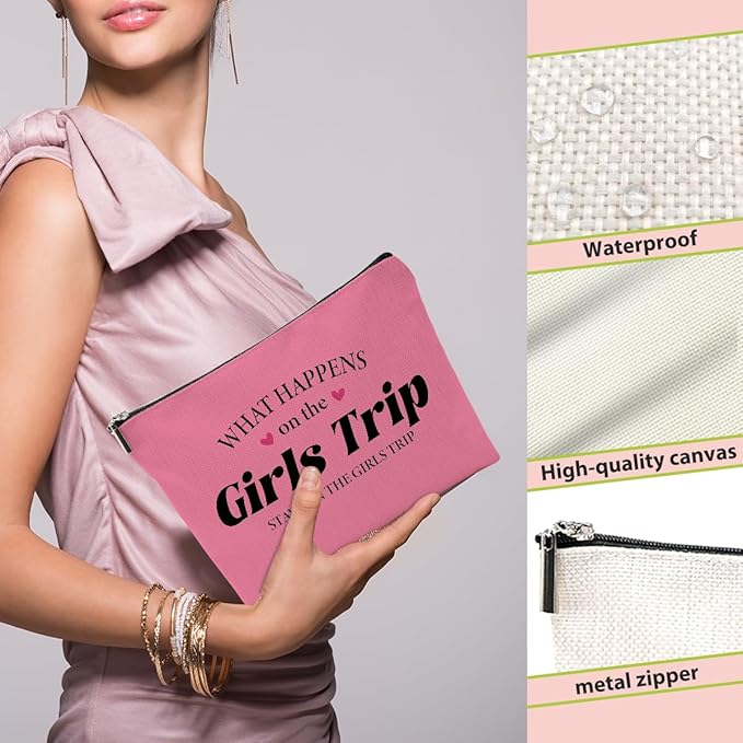 BQXH 4 PCs Girls Trip Gifts Favors, Girls Weekend Gifts Makeup Bag