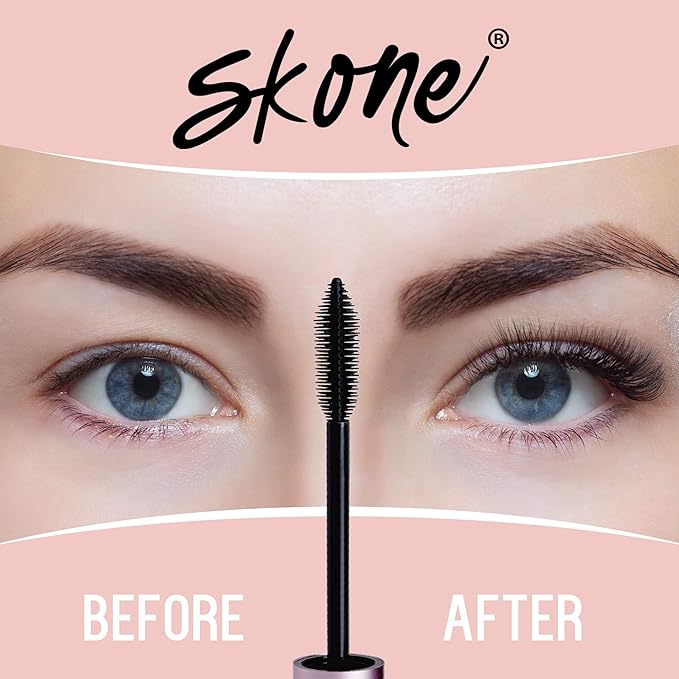 Skone Cosmetics Insanely Intense Luxe Waterproof Mascara - Black - Volume and Length Lash Lift Falsies Quality - Waterproof, Smudge Proof Eye Mascara, 0.34 oz
