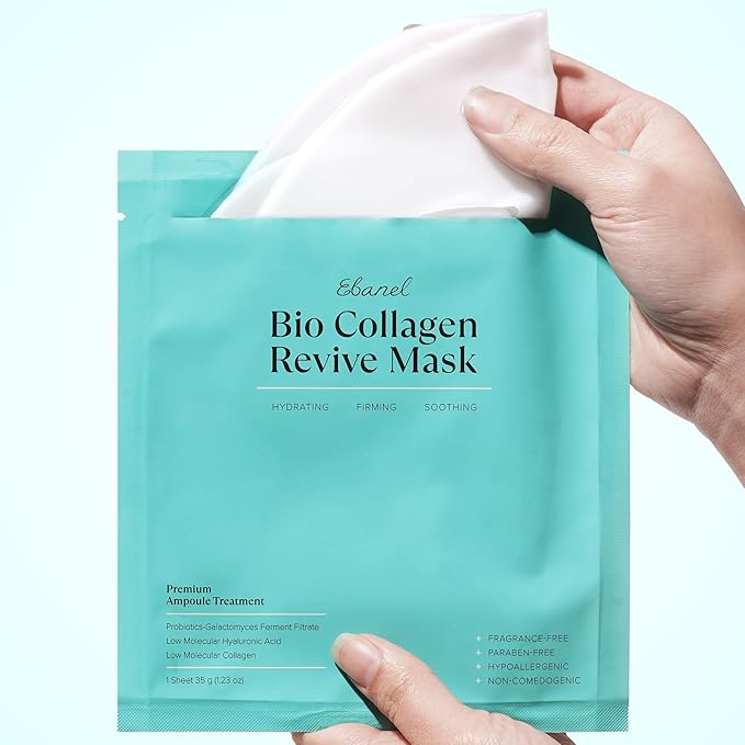 Ebanel Bio Collagen Face Mask, 4-Pack Hydrating Overnight Korean Sheet Mask