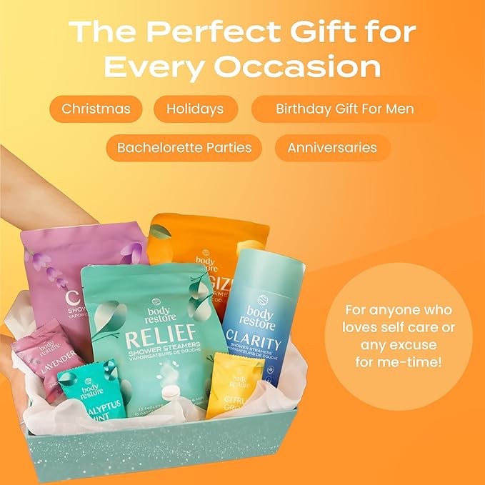 BodyRestore Shower Steamers Aromatherapy, Self Care Gifts, Energize 15 Pack