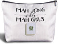 Zomhix Mahjong Gifts for Women - Funny Mahjong Makeup Bag with Mah Girls Cosmetic and Toiletry Bag Accessories