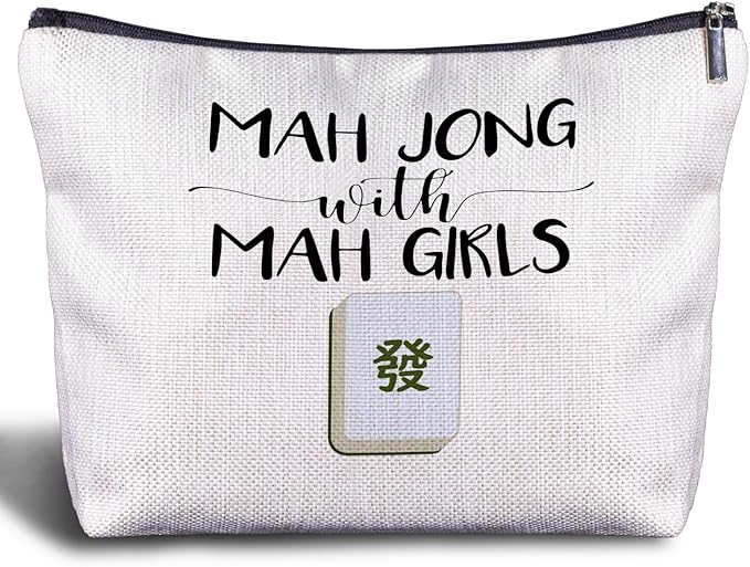 Zomhix Mahjong Gifts for Women - Funny Mahjong Makeup Bag with Mah Girls Cosmetic and Toiletry Bag Accessories